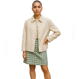 Vintage Haggar Wool & Cashmere Cream Button-Down Pea Coat – Size 12